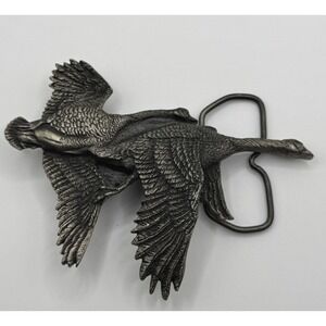 Vintage 1970 VineGarroon Foundries Belt Buckle Geese Flying Pewter